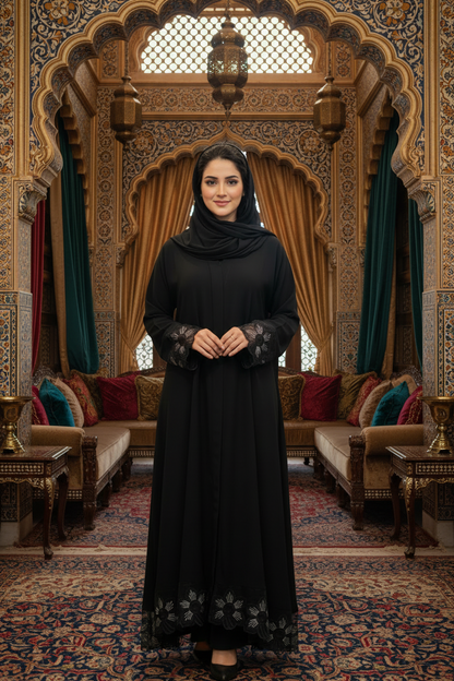 Black Blossom Abaya