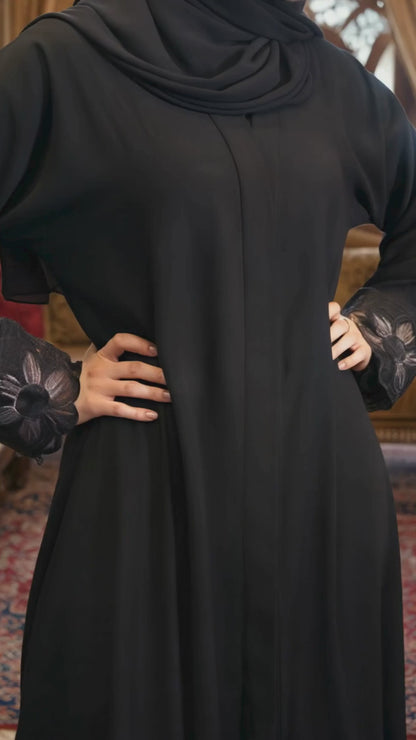Black Blossom Abaya