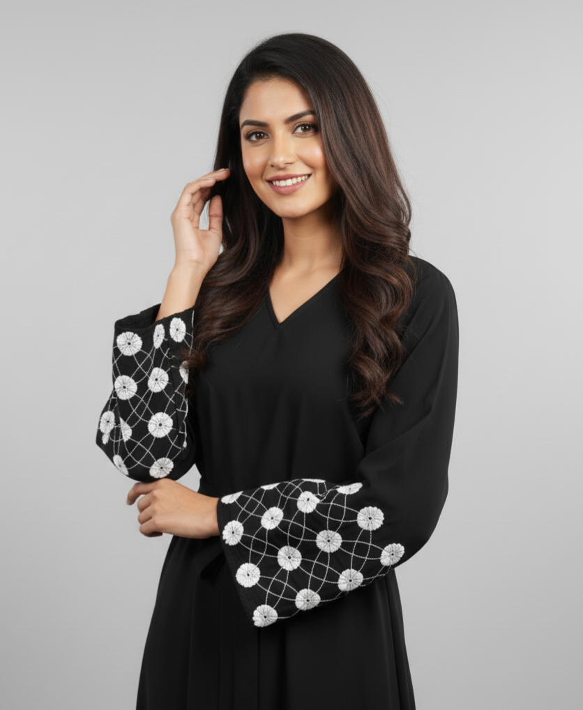 Black  Embroidered Abaya
