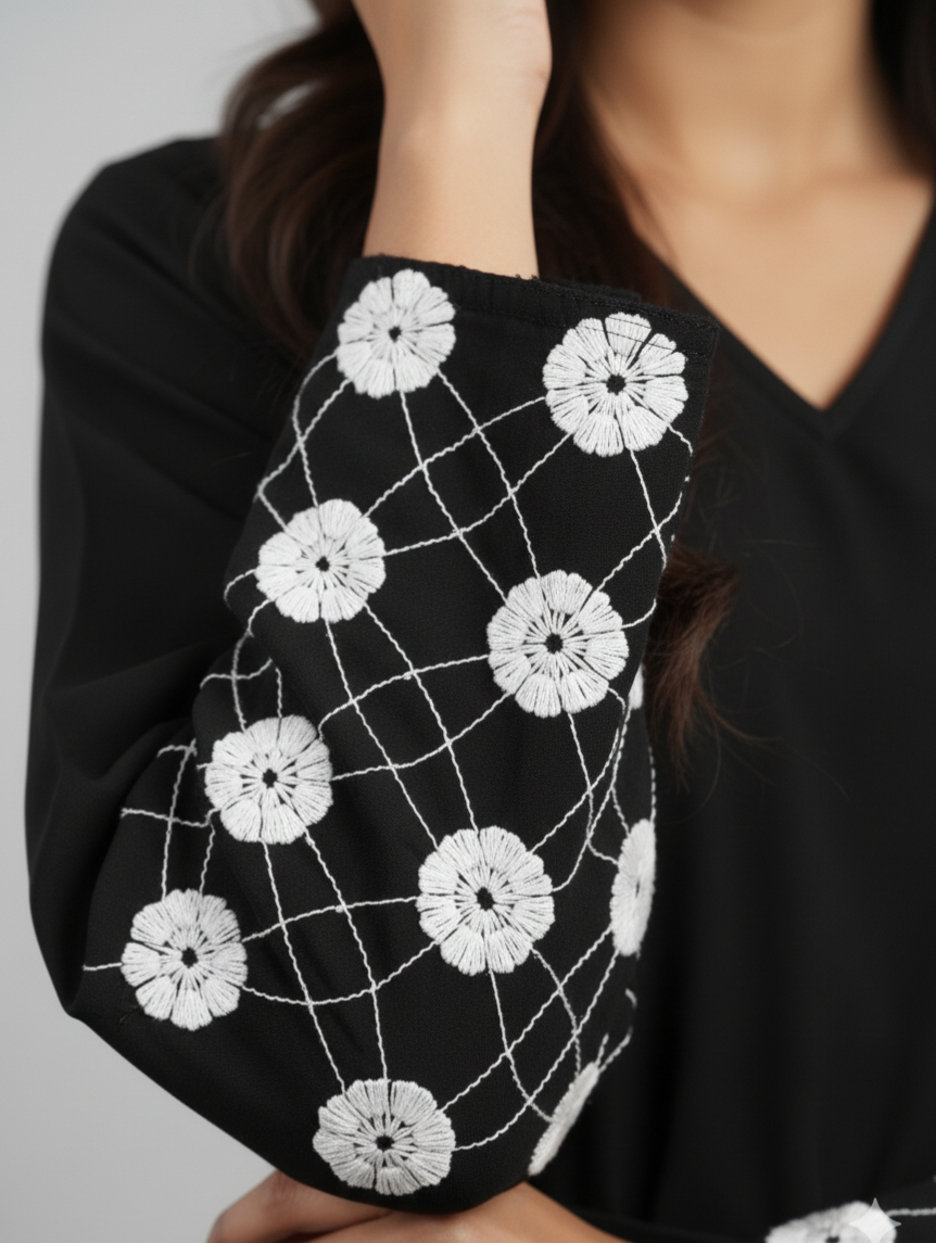 Black  Embroidered Abaya